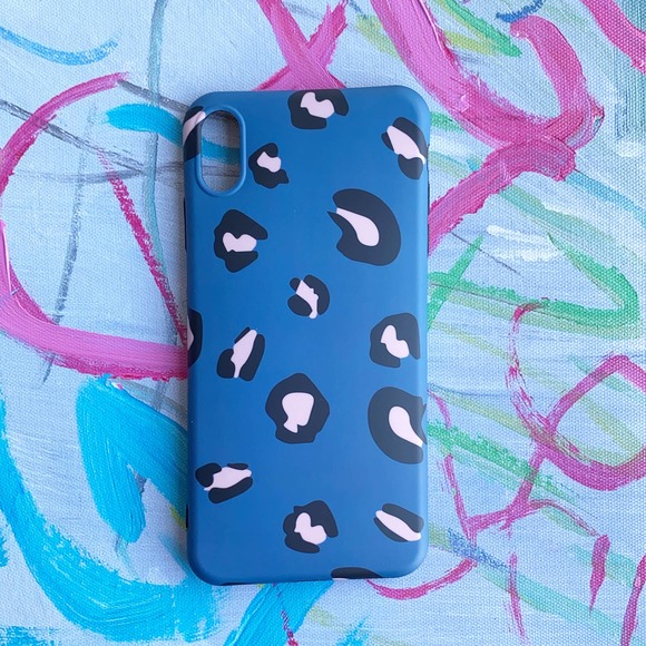 iPhone XS Max Case Pink Blue Leopard Print Cover - Picture 1 of 4